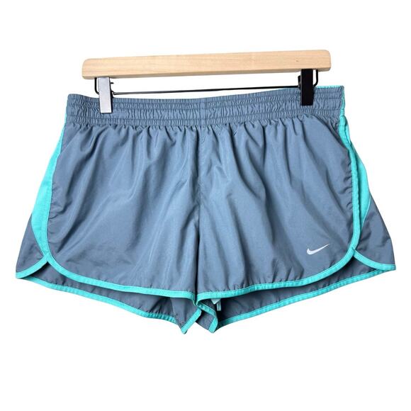 Nike Gym Shorts Dri Fit Lined Running Athletic Gray And Blue Built In Spandex XL - Picture 1 of 12
